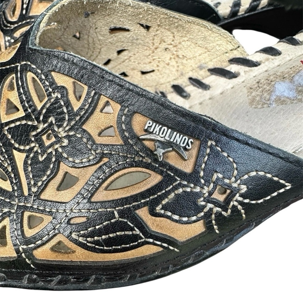 Pikolinos Jerez Black & Tan Perforated Leather Shoes EU 38 - Picture 2 of 5